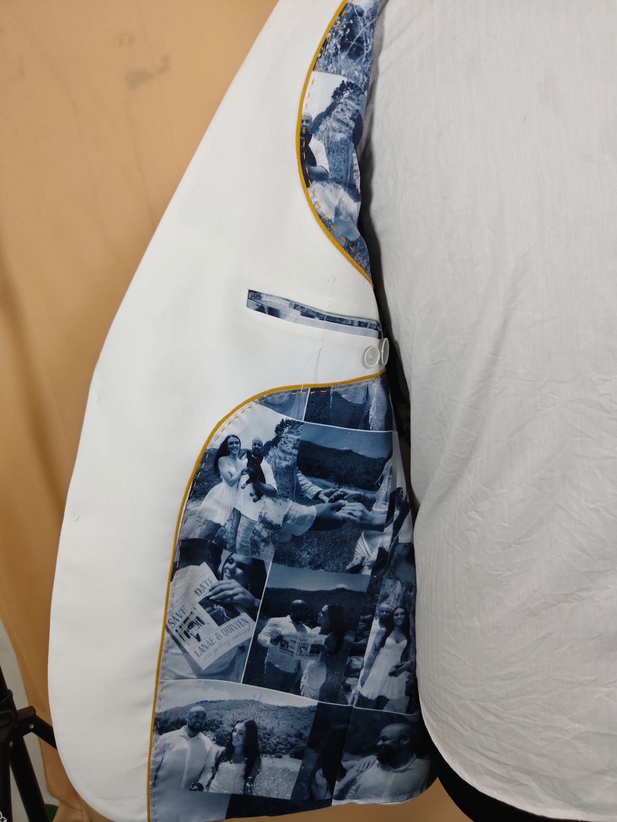 Custom Wedding Photo Lining: Personalized Memories Inside Your Blazer