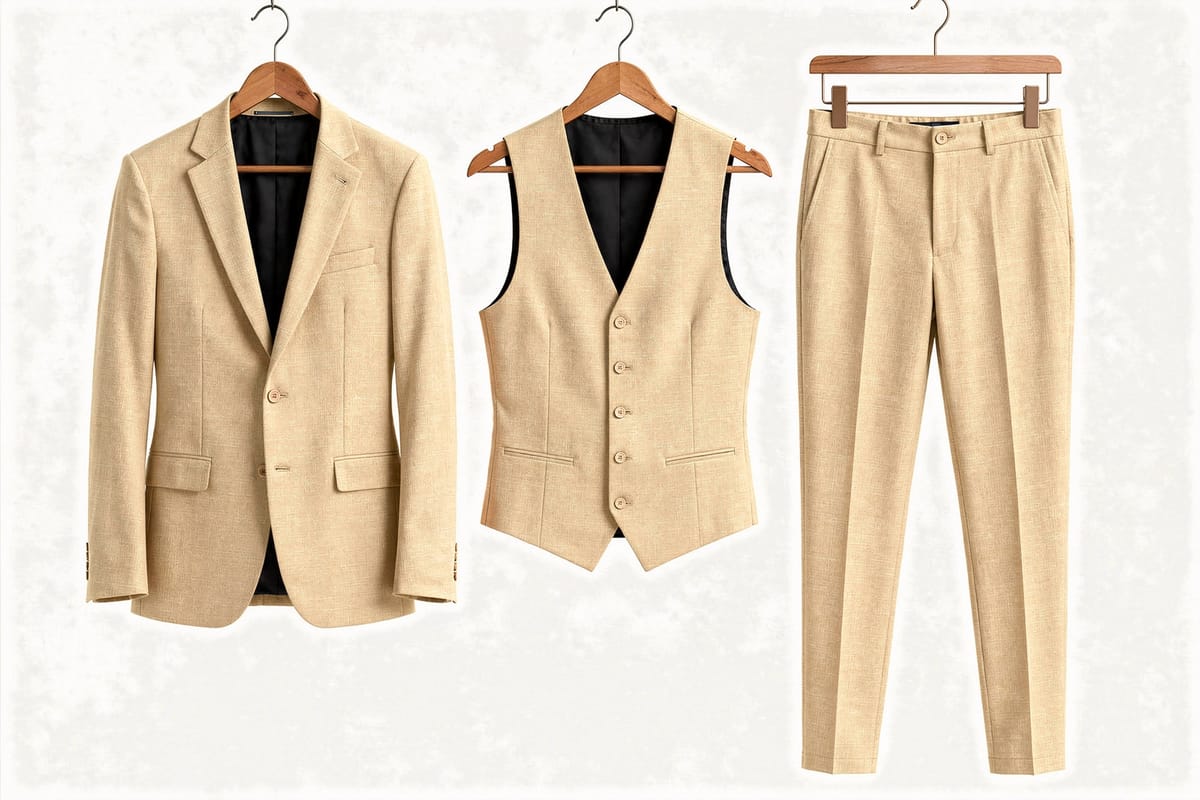 Men’s 3 Piece Suit Set – Luxury Formal Suit with Blazer, Waistcoat & Trousers – Wedding, Groom & Business Wear