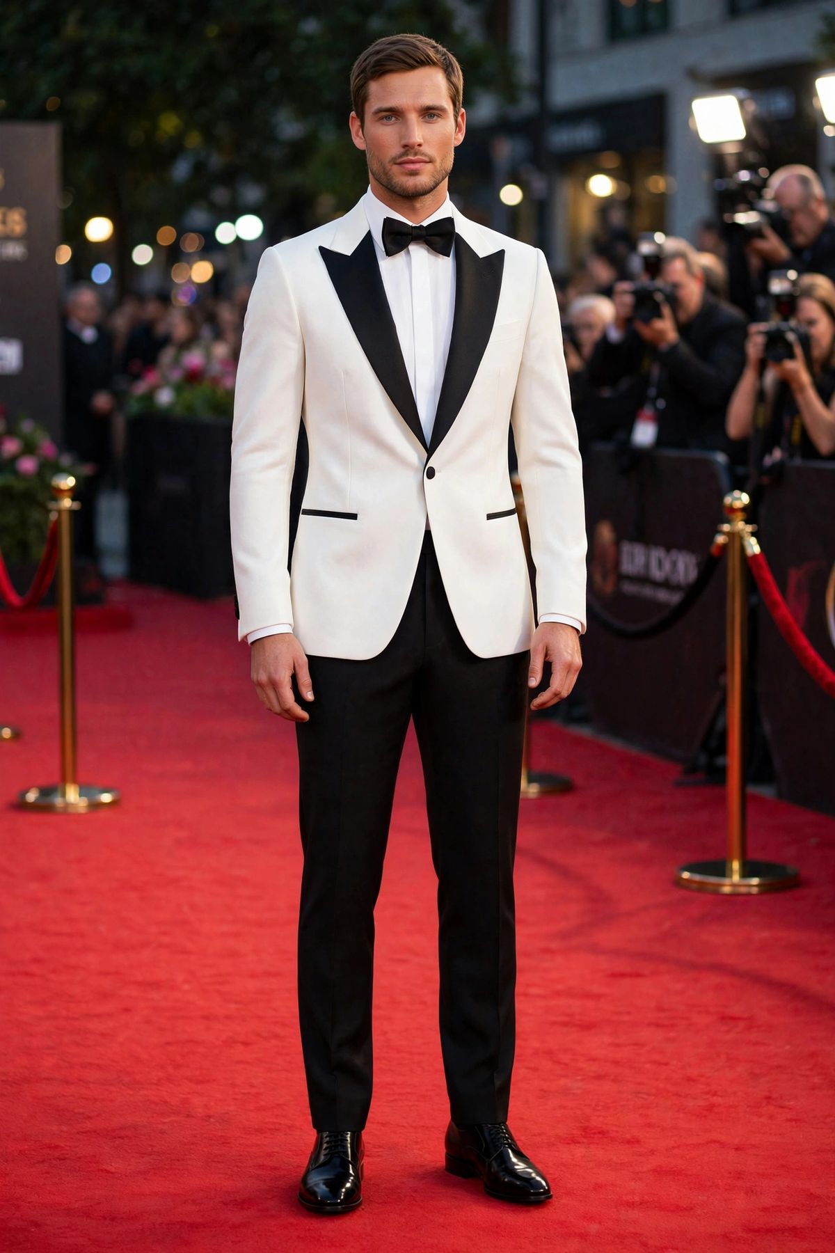 White & Black Tuxedo Suit for Men – Luxury Wedding Groom 2 Piece Formal Suit with Shawl Lapel