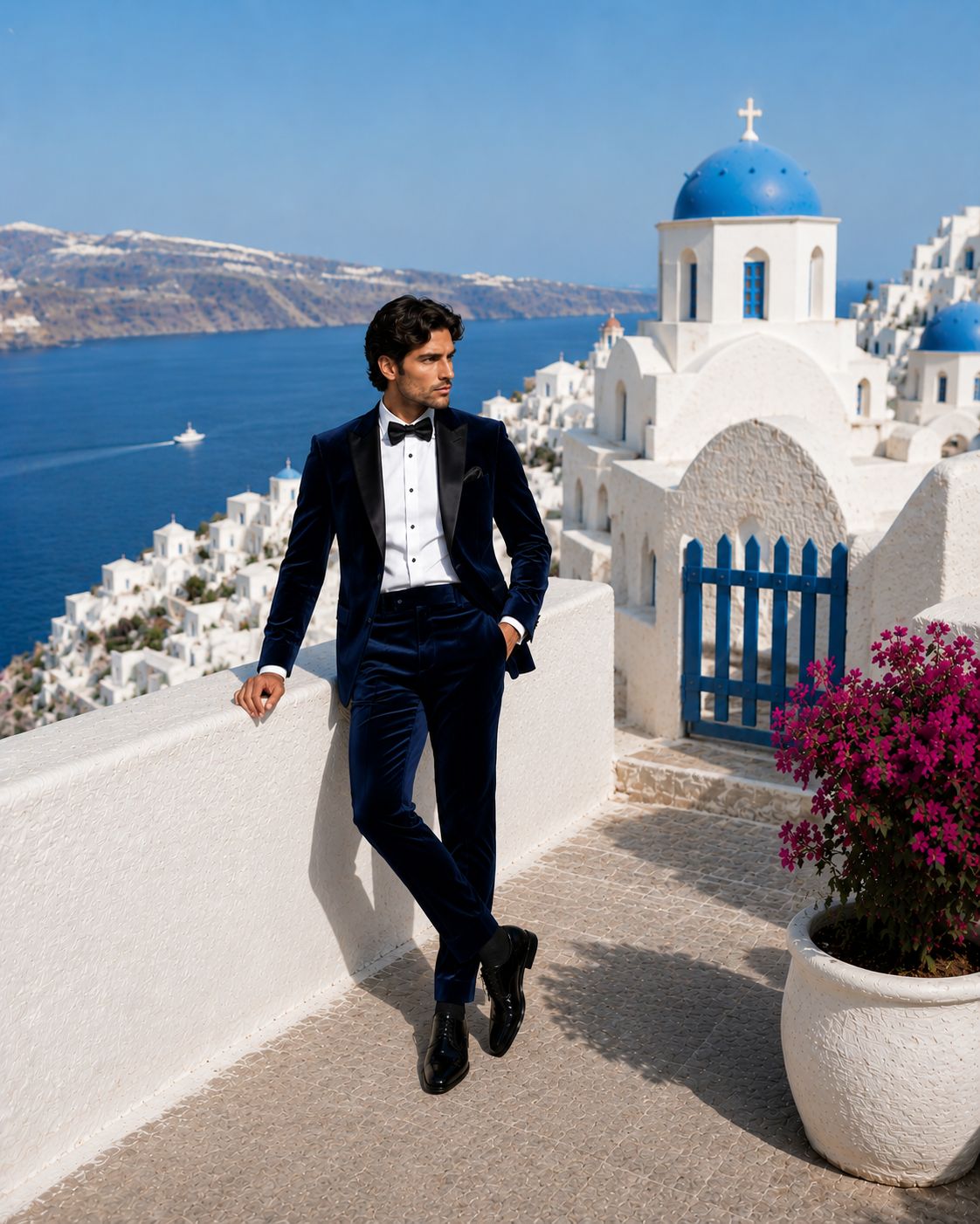 Men’s Navy Blue Velvet Tuxedo Blazer with Black Satin Peak Lapels | Luxury Wedding & Formal Dinner Jacket