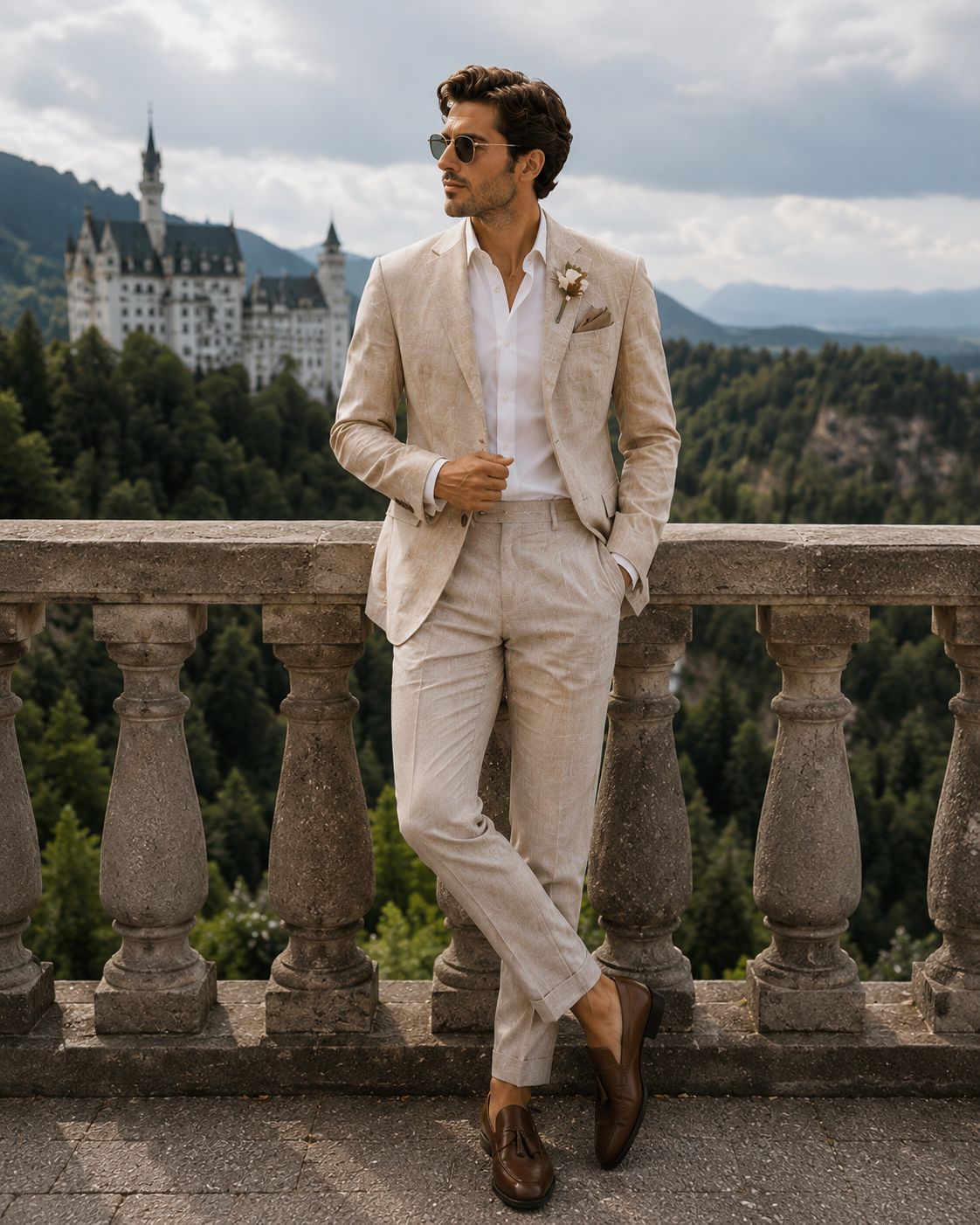 Men’s Linen Suit – Beige Linen Blazer & Trousers Set for Weddings, Summer & Beach Events