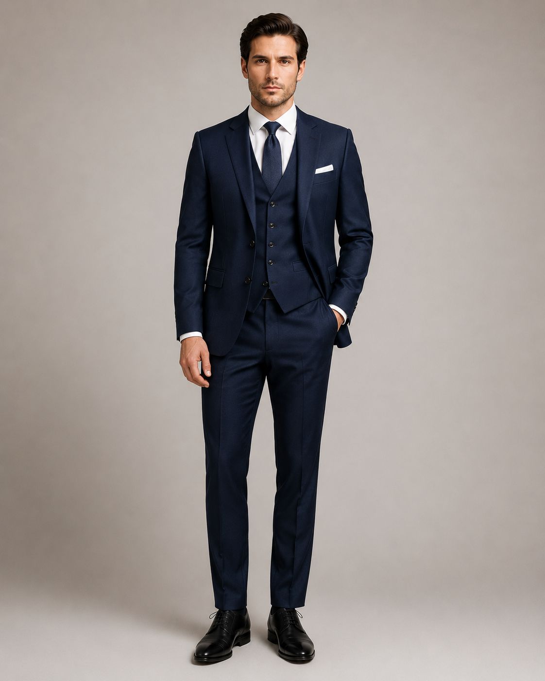 Navy Blue 3 Piece Suit for Men – Classic Formal Wedding & Business Suit
