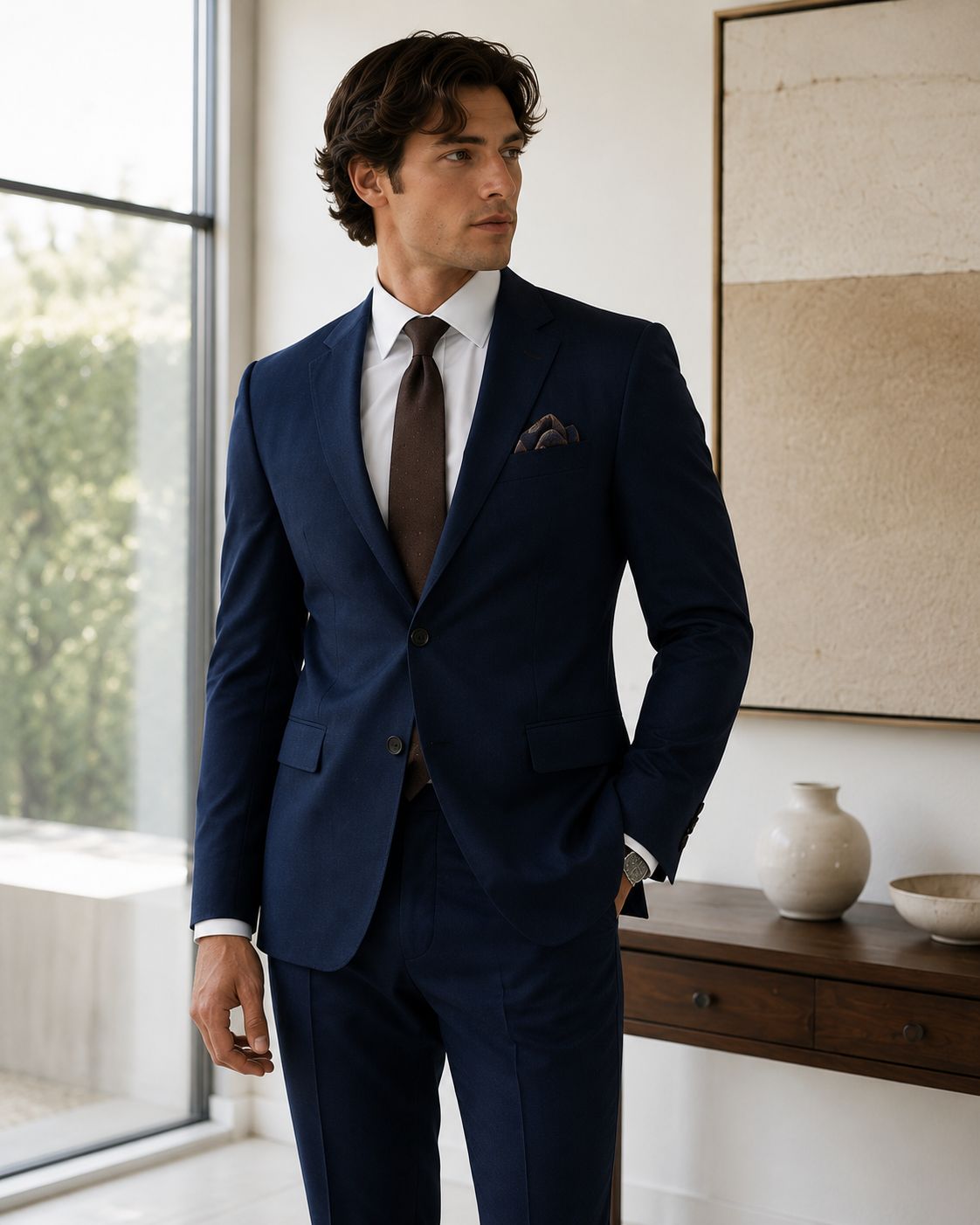 Personalized Wedding Blazer for Men – Navy Blue Tuxedo with Custom Photo Lining