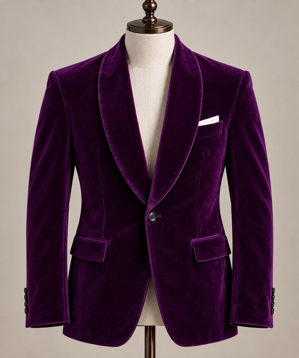 Men’s Deep Purple Velvet Blazer with Shawl Lapel | Luxury Dinner Jacket | Wedding, Party & Formal Wear
