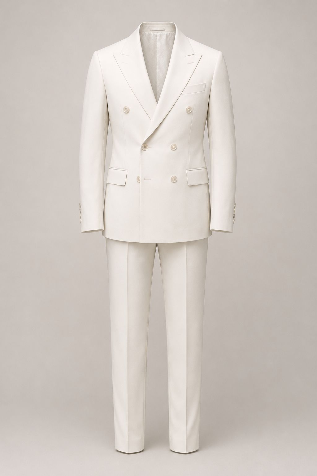 Men’s Ivory White Double Breasted Suit | Luxury Peak Lapel Wedding & Formal 2 Piece Suit