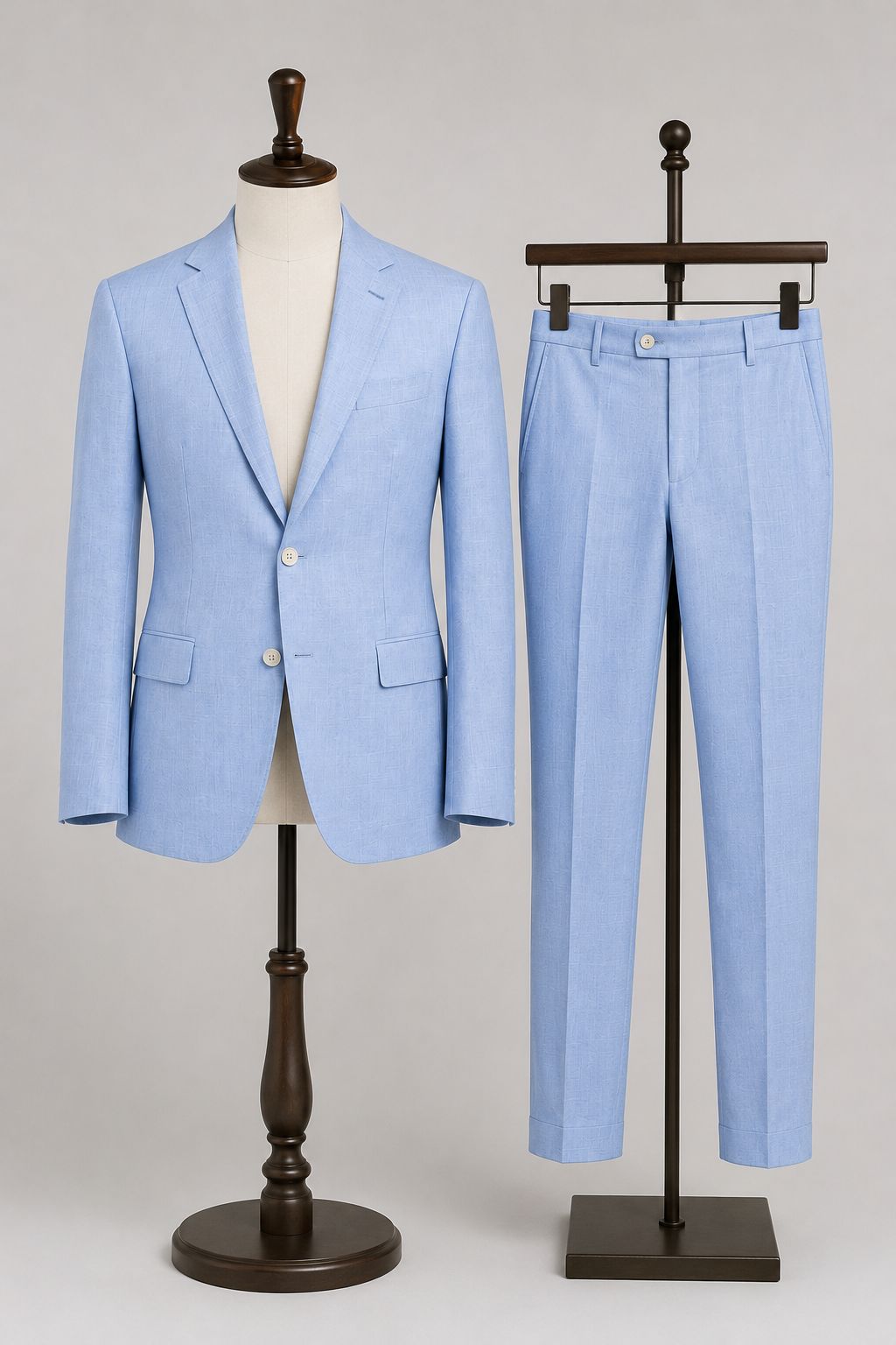 Light Blue Linen 2 Piece Suit for Men | Luxury Summer Wedding, Beach & Formal Suit