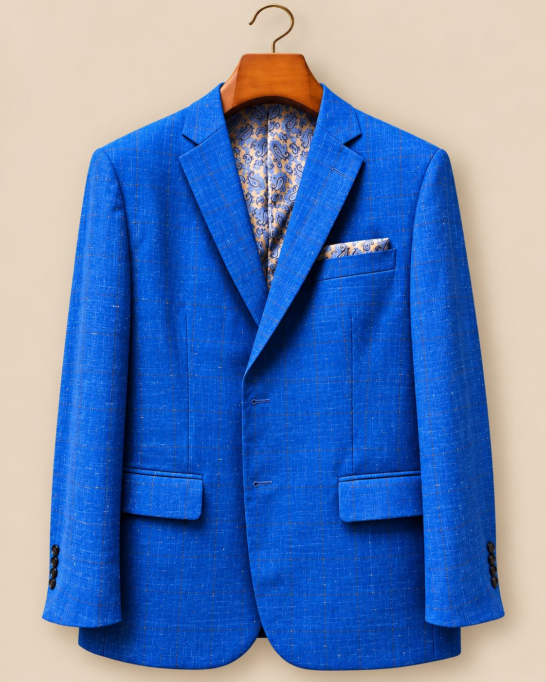 Men’s Royal Blue Blazer with Blue Paisley Lining | Luxury Tailored Statement Jacket | Custom Wedding & Party Formal Wear