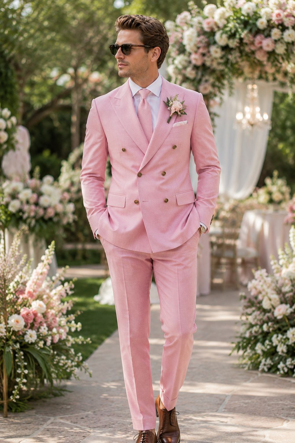 Luxury Pink Double Breasted Wedding Suit for Men | Premium Groom Tuxedo & Formal 2 Piece Suit