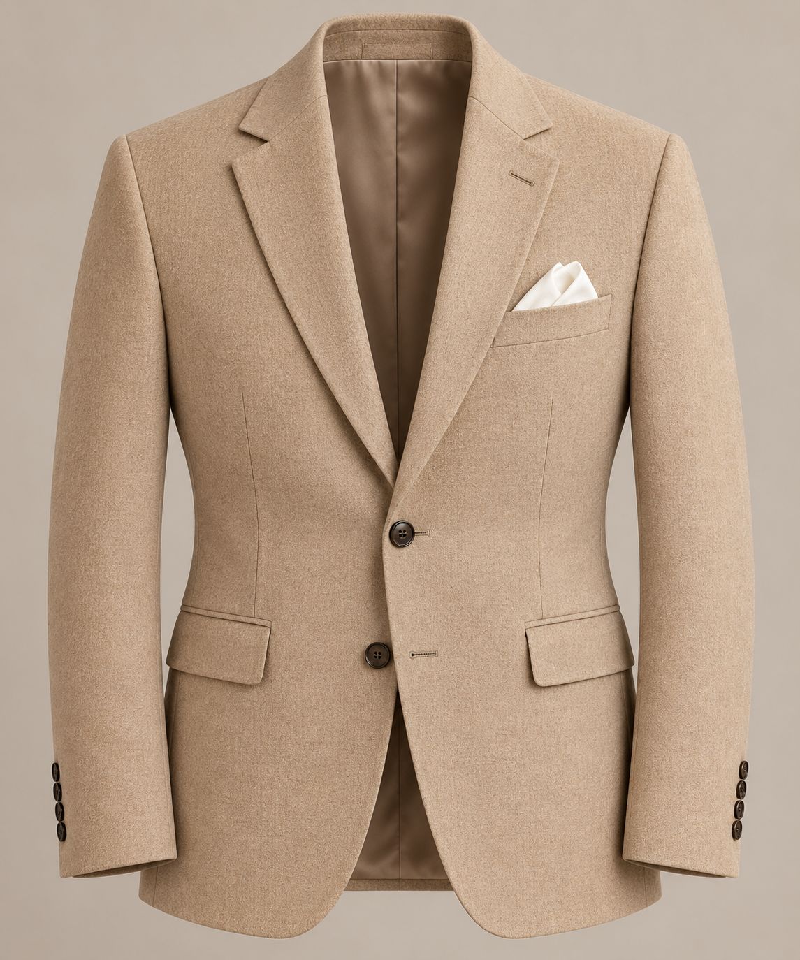 Men’s Beige Blazer with Black Floral Lion & Hummingbird Lining | Luxury Tailored Wedding & Formal Jacket