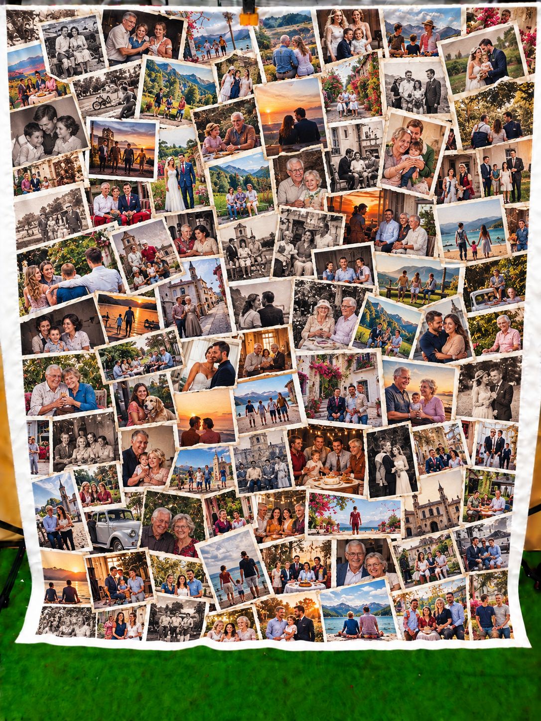 Custom Photo Blazer Lining Fabric – Personalized Family Memory Photo Collage Satin Lining, Wedding, Couple & Memorial Suit Fabric