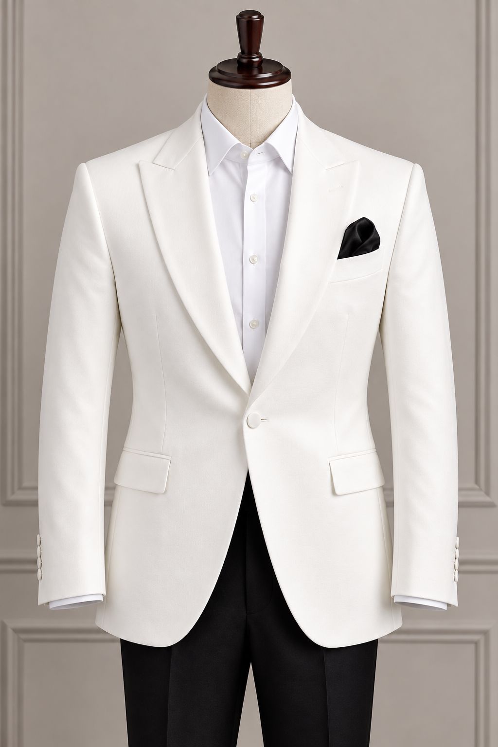 Men’s White Tuxedo Blazer with Peak Lapels | Luxury Wedding Dinner Jacket | Groom & Formal Wear